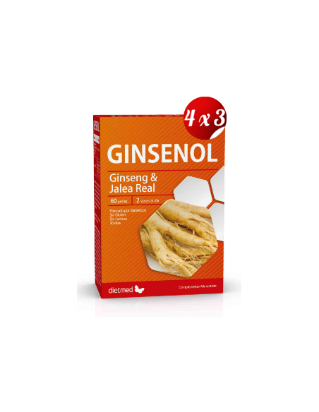 Pack 4x3 uds Ginsenol  60 Capsulas De Dietmed