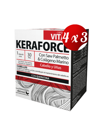Pack 4x3 uds Keraforce Vital  30 Capsulas De Dietmed