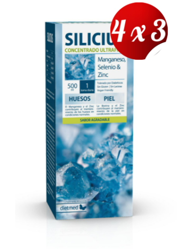 Pack 4x3 uds Silicius Concentrado Ultrafino Solución Oral 500 Ml De Dietmed