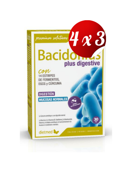 Pack 4x3 uds Bacidofilus Plus Digestive  60 Capsulas De Dietmed