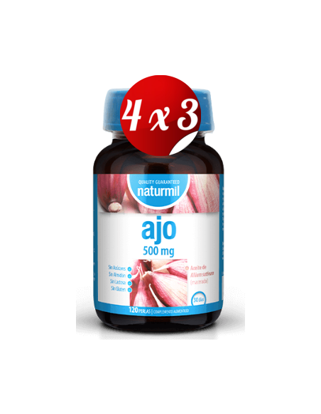 Pack 4x3 uds Ajo 500 Mg Perlas 120 Capsulas De Dietmed