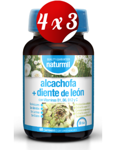 Pack 4x3 uds Alcachofra 500 Mg+ Dente-De-Leon 500 Mg  60 Comprimidos De Dietmed