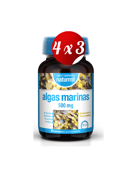 Pack 4x3 uds Algas Marinas 500 Mg  90 Comprimidos De Dietmed