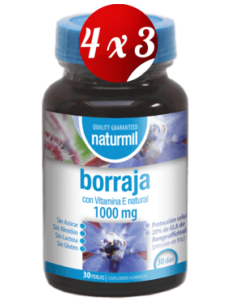 Pack 4x3 uds Borraja 1000 Mg Perlas 30 Capsulas De Dietmed