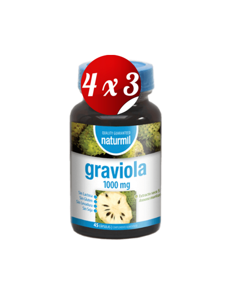 Pack 4x3 uds Graviola (Anona) 1000 Mg  45 Capsulas De Dietmed