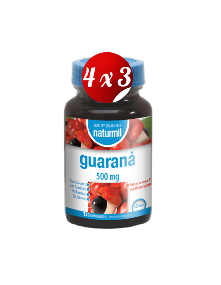 Pack 4x3 uds Guaraná 500 Mg  120 Comprimidos De Dietmed