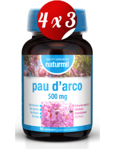 Pack 4x3 uds Pau D'Arco 500 Mg  90 Comprimidos De Dietmed