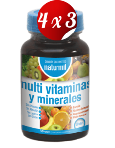 Pack 4x3 uds Multivitaminas & Minerales Perlas 30 Capsulas De Dietmed