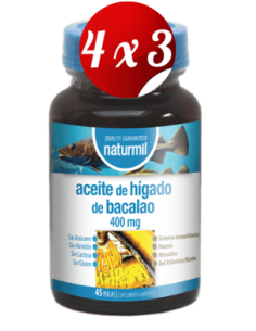 Pack 4x3 uds Aceite De Hígado De Bacalao 400 Mg Perlas 45 Capsulas De Dietmed