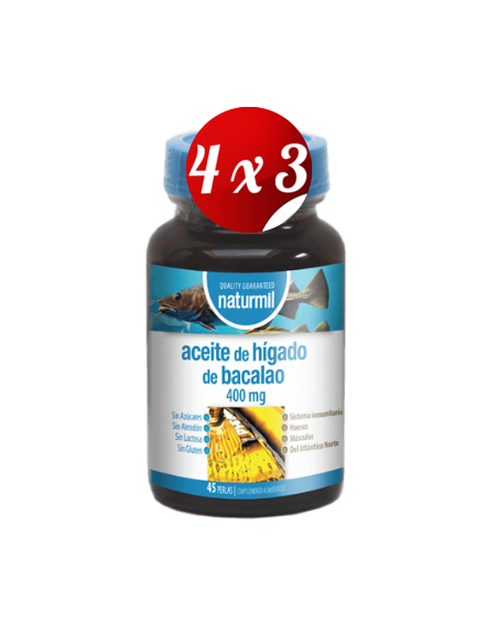 Pack 4x3 uds Aceite De Hígado De Bacalao 400 Mg Perlas 45 Capsulas De Dietmed