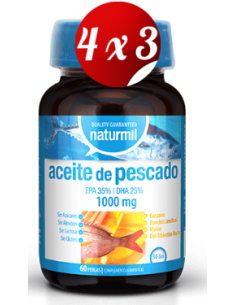 Pack 4x3 uds Aceite De Pescado Ómega 3 1000 Mg 35/25 Perlas 60 Capsulas De Dietmed
