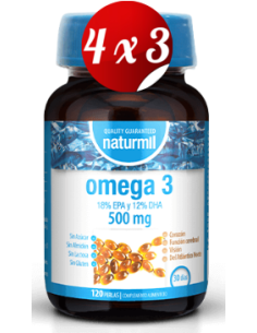 Pack 4x3 uds Ómega 3 500 Mg 18/12 Perlas 120 Capsulas De Dietmed