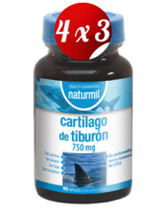 Pack 4x3 uds Cartílago De Tiburón 750 Mg  90 Capsulas De Dietmed