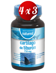 Pack 4x3 uds Cartílago De Tiburón 750 Mg  45 Capsulas De Dietmed