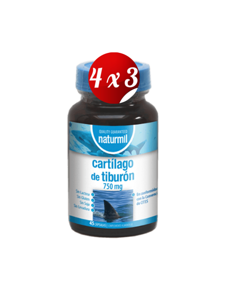 Pack 4x3 uds Cartílago De Tiburón 750 Mg  45 Capsulas De Dietmed