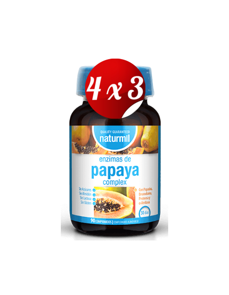 Pack 4x3 uds Enzimas De Papaia Complex  90 Comprimidos De Dietmed