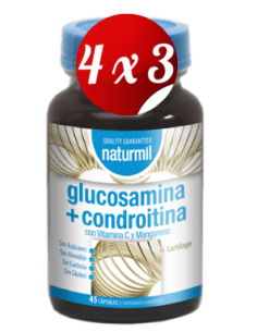 Pack 4x3 uds Glucosamina 500 Mg+Condroitina 400 Mg  45 Capsulas De Dietmed