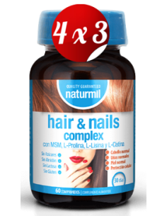 Pack 4x3 uds Hair & Nails Complex  60 Comprimidos De Dietmed