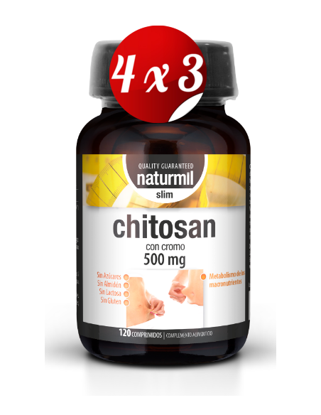 Pack 4x3 uds Chitosan Slim 500 Mg  120 Comprimidos De Dietmed