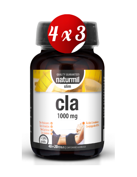 Pack 4x3 uds Cla Slim 1000 Mg Perlas 40+20 (60) De Dietmed