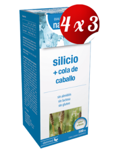 Pack 4x3 uds Silício + Cola De Caballo Plus 500 Ml De Dietmed