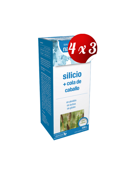Pack 4x3 uds Silício + Cola De Caballo Plus 500 Ml De Dietmed