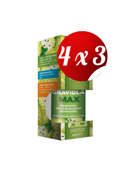Pack 4x3 uds Graviola Max Solución Oral 500 Ml De Dietmed