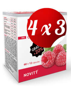 Pack 4x3 uds Raspberry Ketone (Framboesa)  60+12 (72) Capsulas De Dietmed