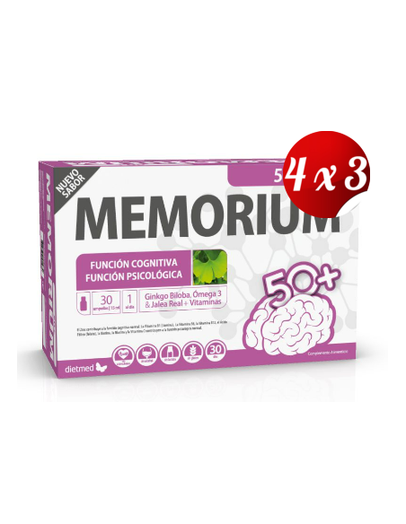 Pack 4x3 uds Memorium 50+ 30 X 15 Ml Ampollas De Dietmed