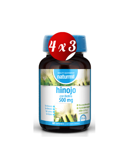 Pack 4x3 uds Hinojo 500 Mg60 Comprimidos De Dietmed