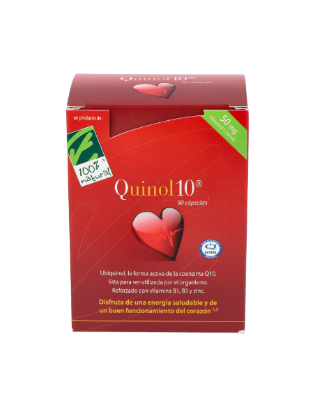 Quinol10®-50mg. 90. Caja con 90 cápsulas de 50mg de Ubiquinol (en blíster)
