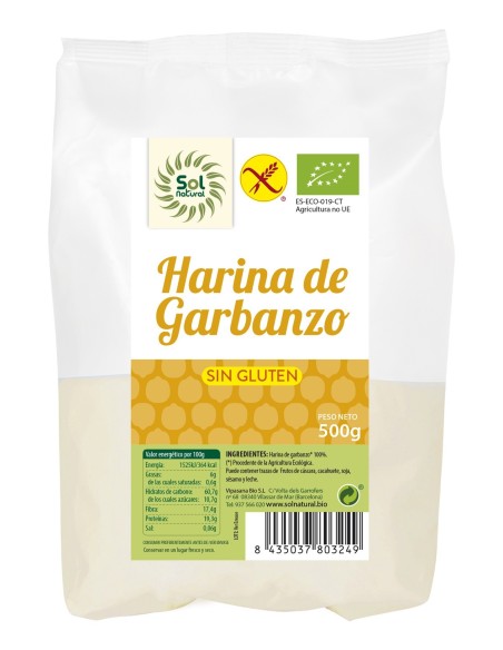 Harina De Garbanzo Sin Gluten Bio 500 Gramos  Sol Natural