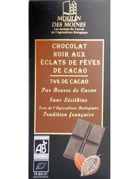 Chocolate Negro 74% Cacao Bio 100 G de Moulin Des Moines