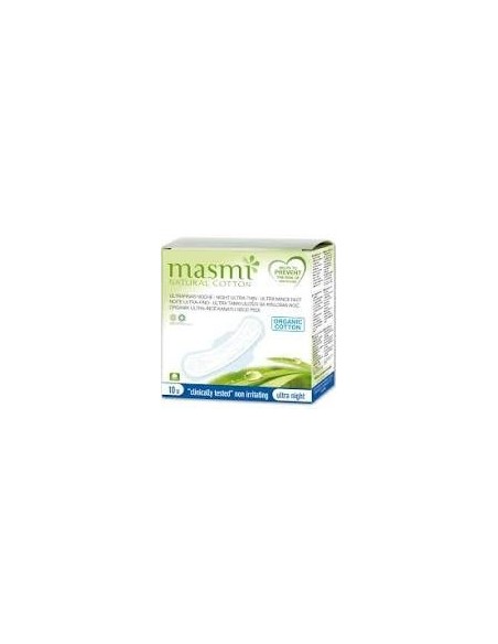 Compresas Masmi Natural Cotton Ultra Noche Alas 10 de Masmi