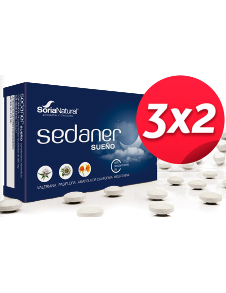 Pack 3X2 Sedaner Sueño 24 Comprimidos de Soria Natural.