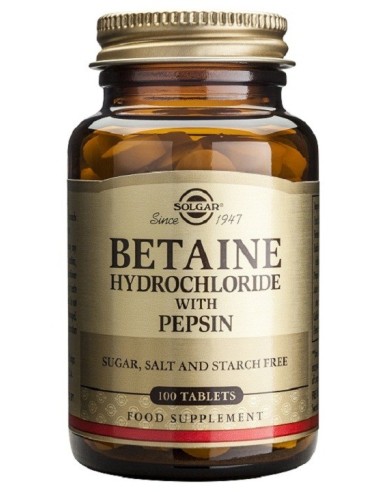 Betaína Clorhidrato con Pepsina  100 comprimidos Solgar