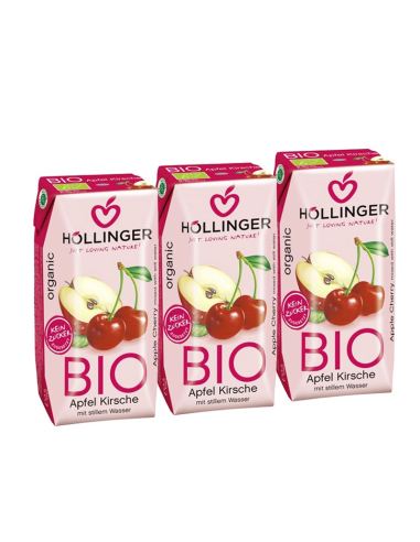 Minibrick Zumo De Manzana-Cereza Bio3 x 200 ml de Hollinger