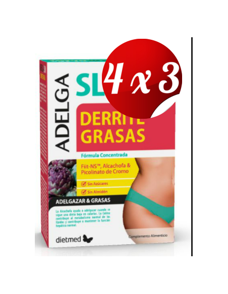 Pack 4x3 uds Adelgaslim Derrite Grasas  30 Capsulas De Dietmed