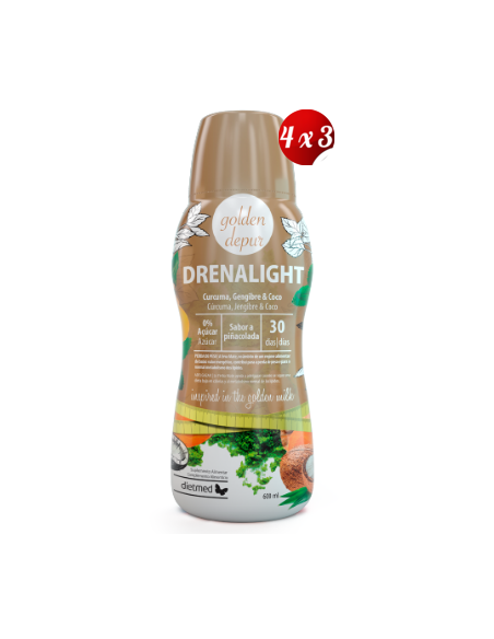 Pack 4x3 uds Drenalight Golden Depur Solución Oral 600 Ml De Dietmed