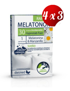 Pack 4x3 uds Melatonox Rapid  Bucodispersables   30 Comprimidos De Dietmed