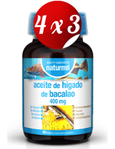 Pack 4x3 uds Aceite De Hígado De Bacalao 400 Mg Perlas 90 Capsulas De Dietmed