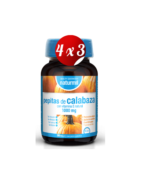 Pack 4x3 uds Calabaza (Pepitas) 1000 Mg Perlas 90 Capsulas De Dietmed