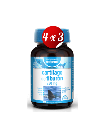 Pack 4x3 uds Cartílago De Tiburón 750 Mg  180 Capsulas De Dietmed