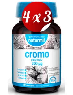 Pack 4x3 uds Cromo Picolinato  60 Comprimidos De Dietmed