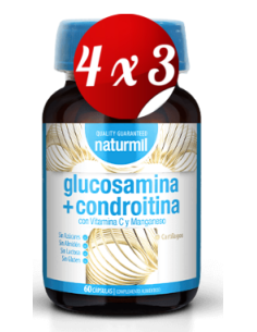 Pack 4x3 uds Glucosamina 500 Mg+Condroitina 400 Mg  60 Capsulas De Dietmed