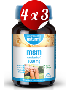 Pack 4x3 uds Msm + Vitamina C 1000 Mg  90 Comprimidos De Dietmed