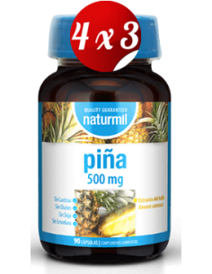 Pack 4x3 uds Piña 500 Mg  90 Capsulas De Dietmed