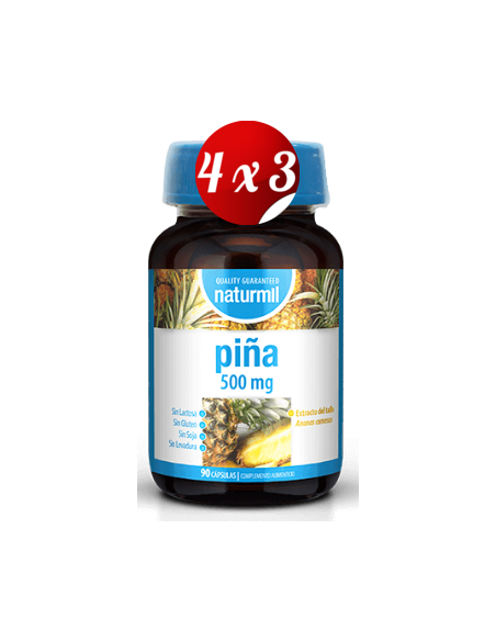 Pack 4x3 uds Piña 500 Mg  90 Capsulas De Dietmed