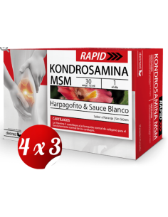 Pack 4x3 uds Kondrosamina Msm Rapid 15 X 15 Ml De Dietmed