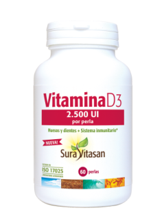 Pack 2 uds Vitamina d3 2500 ui 60 perlas Sura Vitasan